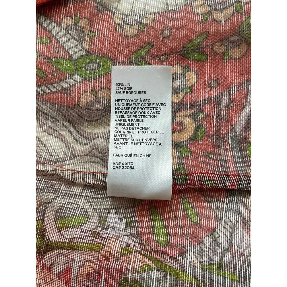 Zimmermann Kaleidoscope Zodiac Aries Top Shirt Red Orange Floral Linen Silk 0P
